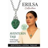 Sertifikalı Ham İşlenmemiş Aventurin Taşı Kolye – Şans, Bolluk ve Kalp Dengeleyici Doğal Taş