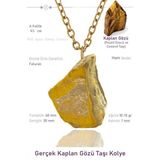 Sertifikalı Ham İşlenmemiş Kaplan Gözü Taşı Kolye - 24k Altın Kaplama