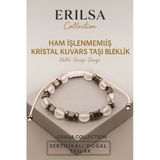 Sertifikalı Ham İşlenmemiş Kristal Kuvars Doğal Taş Bileklik - 8X8 Mm Netlik Enerji Ve Denge Taşı