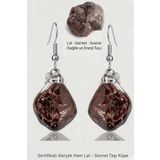 Sertifikalı Ham İşlenmemiş Lal - Garnet - Granat Taşı Küpe