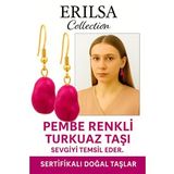 Sertifikalı Ham İşlenmemiş Pembe Turkuaz Taşı Küpe – Sevgi, Huzur ve Pozitif Enerji Taşı