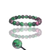 Sertifikalı Ham Işlenmemiş Ruby Yakutlu Zoisite - Anyolit Taşı Bileklik - Gümüş Aparatlı