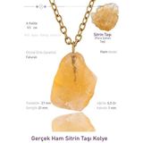 Sertifikalı Ham İşlenmemiş Sitrin Taşı Kolye - 24k Altın Kaplama