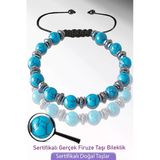 Sertifikalı Hematitli Gerçek Firuze Taşı Bileklik - Ayarlamalı (Turkuaz Taşı)
