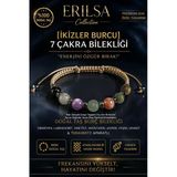 Sertifikalı İkizler Burcu 7 Çakra Doğal Taş Bileklik Ayarlamalı Unisex Lüks Hem Bileklik Hem Halhal