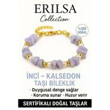Sertifikalı İnci ve Kalsedon Taşı Bileklik – Duygusal Denge ve Huzur