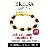 Sertifikalı İnci ve Lal Garnet Taşı Bileklik – Enerji ve Huzur