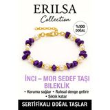 Sertifikalı İnci ve Mor Sedef Taşı Bileklik – Koruma ve Ruhsal Denge