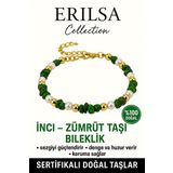 Sertifikalı İnci ve Zümrüt Taşı Bileklik – Sezgi ve Denge