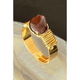Sertifikalı Kalın Tımbıl Model Lal - Granat - Garnet Taşı Yüzük - Ayarlamalı