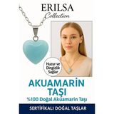 Sertifikalı Kalp Model Akuamarin Taşı Kolye – Sakinlik ve İfade Gücü Veren Doğal Taş