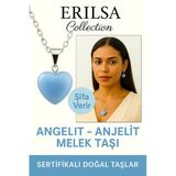 Sertifikalı Kalp Model Anjelit (Angelit) Melek Taşı Kolye – Huzur, Koruma ve Ruhsal Bağlantı Taşı
