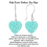 Sertifikalı Kalp Model Firuze (TURKUAZ) Taşı Doğal Taş Küpe
