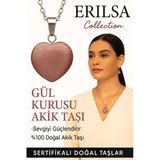 Sertifikalı Kalp Model Gül Kurusu Akik Taşı Kolye – Duygusal Huzur ve İçsel Güç Kaynağı