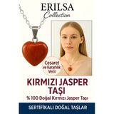 Sertifikalı Kalp Model Kırmızı Jasper Taşı Kolye – Güç, Kararlılık Ve Köklenme Taşı