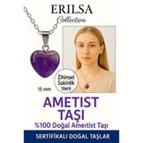 Sertifikalı Kalp Model Mini Ametist Kolye – Sakinlik, Arınma ve Zihinsel Netlik Taşı