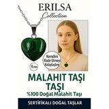 Sertifikalı Kalp Model Mini Malahit Taşı Kolye – Koruma, Dönüşüm ve Kalp Gücü Taşı
