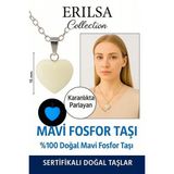 Sertifikalı Kalp Model Mini Mavi Fosfor Kolye – Parlayan Enerji ve Pozitif Titreşim Taşı