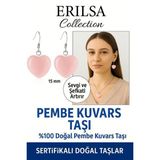 Sertifikalı Kalp Model Pembe Kuvars Küpe – Sevgi, Şefkat ve Duygusal Uyum Taşı