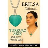 Sertifikalı Kalp Model Turkuaz Akik Taşı Kolye – Koruyucu Enerji ve Yüksek Motivasyon Taşı