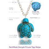 Sertifikalı Kaplumbağa Model Gerçek Firuze Taşı Kolye - Mini Boy