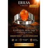 Sertifikalı Karneol - Karnelyan Turuncu Akik Doğal Taş Ayarlanabilir Yüzük – Enerji Ve Motivasyon