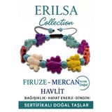 Sertifikalı Kelebek Model Firuze Mercan Havlit Çeroit Taşı Bileklik – Koruma ve Denge Enerjisi