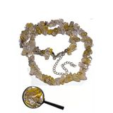 Sertifikalı Kırık Taşlı Gold Rutilli Kuvars Taşı Doğal Taş Kolye - Melek Saçı