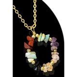 Sertifikalı Kırık Taşlı Model 7 Çakra Kolye - Jasper, Firuze, Ametist, Sitrin, Obsidyen, Amazonit, K