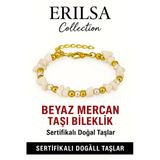 Sertifikalı Kırık Taşlı Model İnci – Beyaz Mercan Taşı Bileklik – Denge ve Canlılık Enerjisi