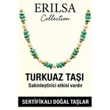 Sertifikalı Kırık Taşlı Model İnci - Firuze Taşı Kolye - (Turkuaz)