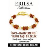 Sertifikalı Kırık Taşlı Model İnci – Kahverengi Yıldız Taşı Bileklik – Koruma ve Şans Enerjisi