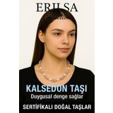 Sertifikalı Kırık Taşlı Model İnci - Kalsedon Taşı Kolye
