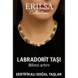 Sertifikalı Kırık Taşlı Model İnci - Labradorit Taşı Kolye