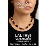 Sertifikalı Kırık Taşlı Model İnci - Lal Garnet Granat Taşı Kolye