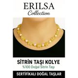 Sertifikalı Kırık Taşlı Model İnci – Sitrin Taşı Kolye – Pozitif Enerji ve Bolluk
