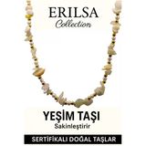 Sertifikalı Kırık Taşlı Model İnci ve Yeşim Taşı Kolye