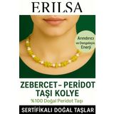 Sertifikalı Kırık Taşlı Model İnci - Zebercet (Peridot) Taşı Kolye