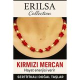 Sertifikalı Kırık Taşlı Model Kırmızı Mercan Taşı Kolye – Koruyucu ve Dengeleyici Enerji