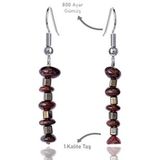 Sertifikalı Kırık Taşlı Model Lal - Garnet Taşı Küpe