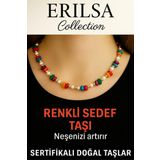 Sertifikalı Kırık Taşlı Model Renkli Sedef Taşı Kolye – Duygusal Denge ve Zarafet