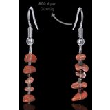 Sertifikalı Kırık Taşlı Model Rose Kuvars Taşı Küpe