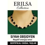 Sertifikalı Kırık Taşlı Model Siyah Obsidyen Taşı Kolye – Koruyucu ve Dengeleyici Enerji