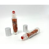 Sertifikalı Kırmızı Akik Doğal Taş Esans Şişesi ve Roller Masaj Aleti 10ML - Çok Renkli