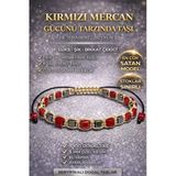 Sertifikalı Kırmızı Mercan Bileklik - 5 Mm Küp Kesim Terahertz Doğal Taş Minimal Ayarlanabilir