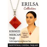 Sertifikalı Kırmızı Mercan Doğal Taş Kolye - Kadın Erkek Tutku ve Hayat Enerjisi Taşı