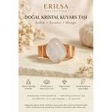 Sertifikalı Kristal Kuvars Taşı Doğal Taş Yüzük Bakır Kasa Ayarlanabilir