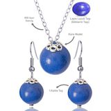 Sertifikalı Küre Model Lapis Lazuli Taşı Kolye Ve Küpe Seti - Gümüş Aparatlı
