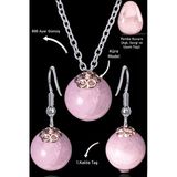 Sertifikalı Küre Model Pembe Kuvars Taşı Kolye Ve Küpe Seti - Açık Renk