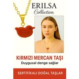 Sertifikalı Kuş Model Kırmızı Mercan Kolye – Özgürlük, Enerji ve Tutkunun Taşı